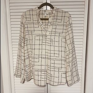 White and black printed blouse